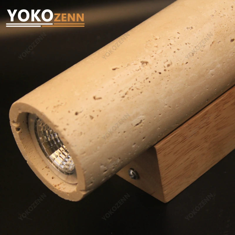 Linden Travertine & Wood Wall Sconce