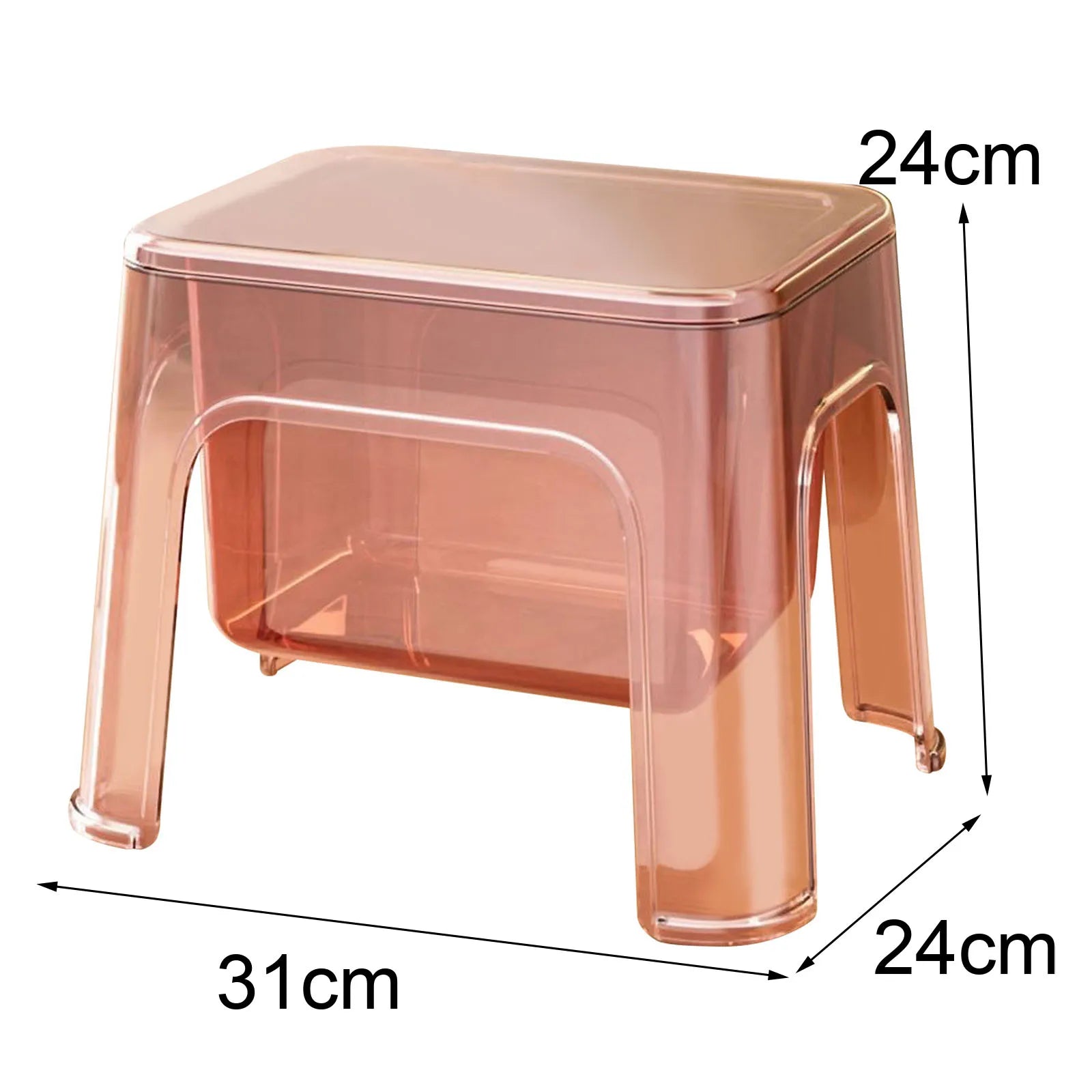 Clear Storage Step Stool with Lid for Laundry, Entryway, or Bathroom