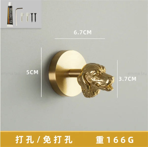 Eden Brass Animal Wall Hook – Sculpted Decorative Hook for Entryway or Bathroom
