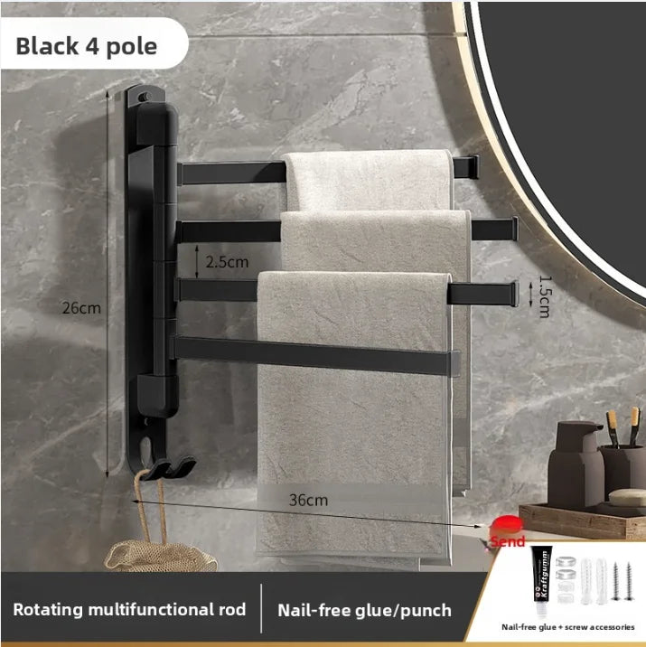Rotating Stainless Steel Wall-Mounted Towel Rack for Bathroom or Kitchen