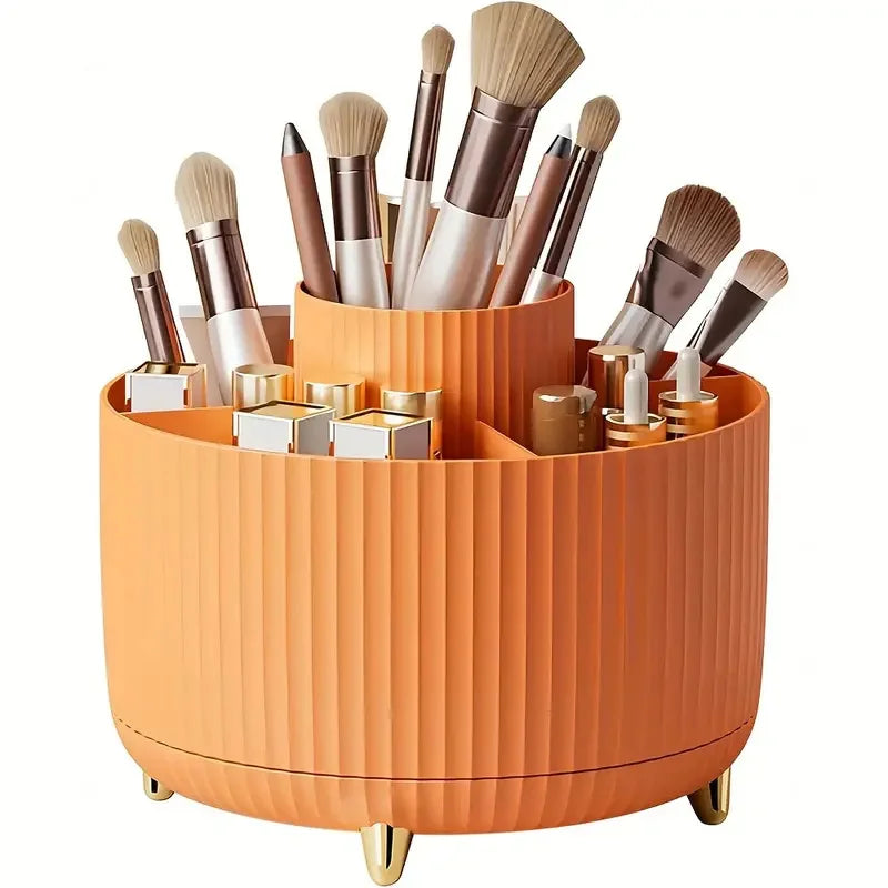 Round 5-Compartment Rotating Makeup Brush Organizer