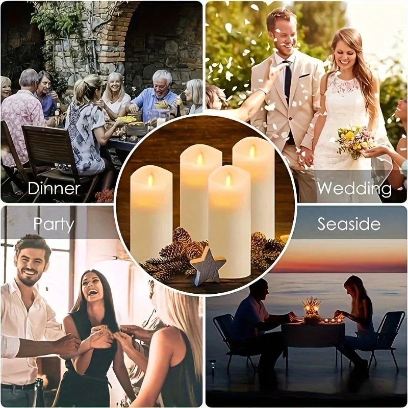 Remote Control LED Flameless Candle Set – Ivory Pillar Candles