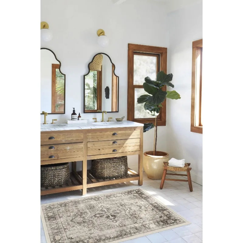 Hazel Vintage Washable Persian-Style Rug – Geometric Pattern for Living Room, Bedroom, or Bathroom