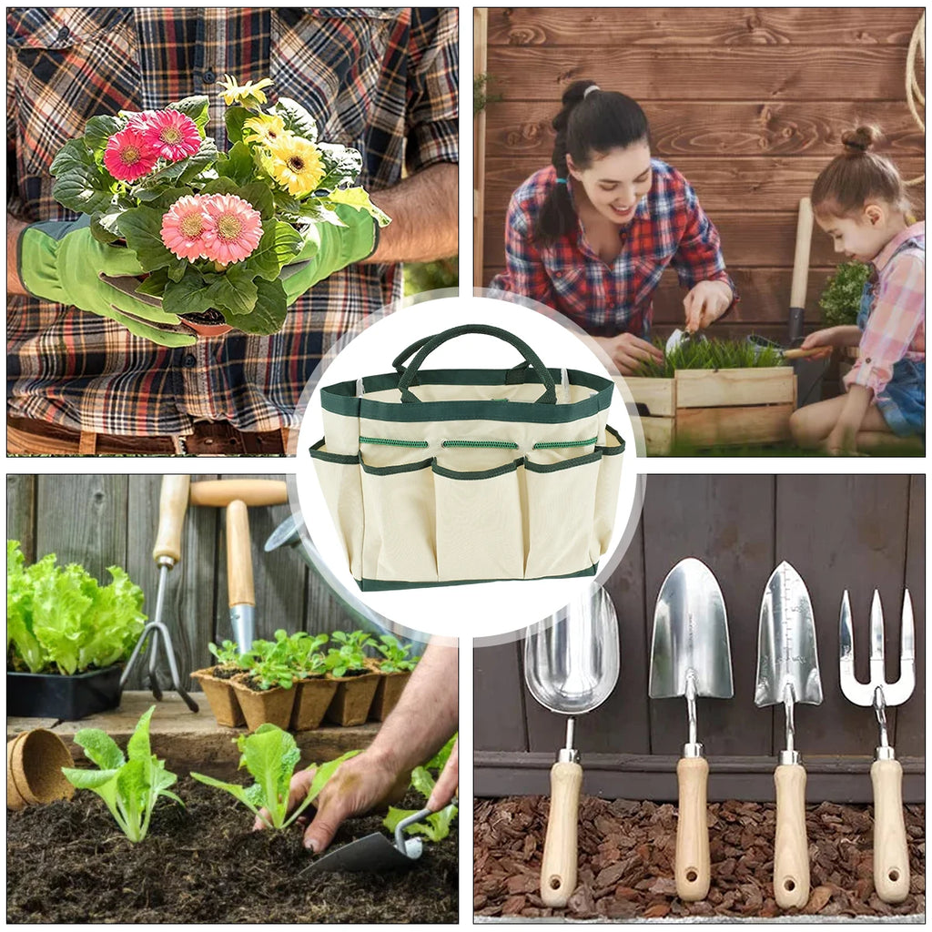 Multi-Pocket Garden Tool Tote Bag for Indoor & Outdoor Organization