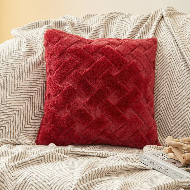 Plush Woven Throw Pillow Cover for Sofa or Bed, 45x45cm or 30x50cm