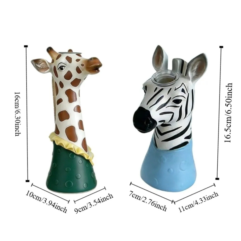 Savanna Animal Head Vase – Playful Decorative Pottery for Shelf or Nursery