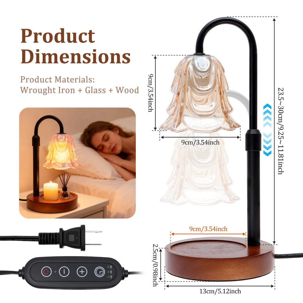 Elowen Flower Candle Warmer Lamp with Timer – Warm Light