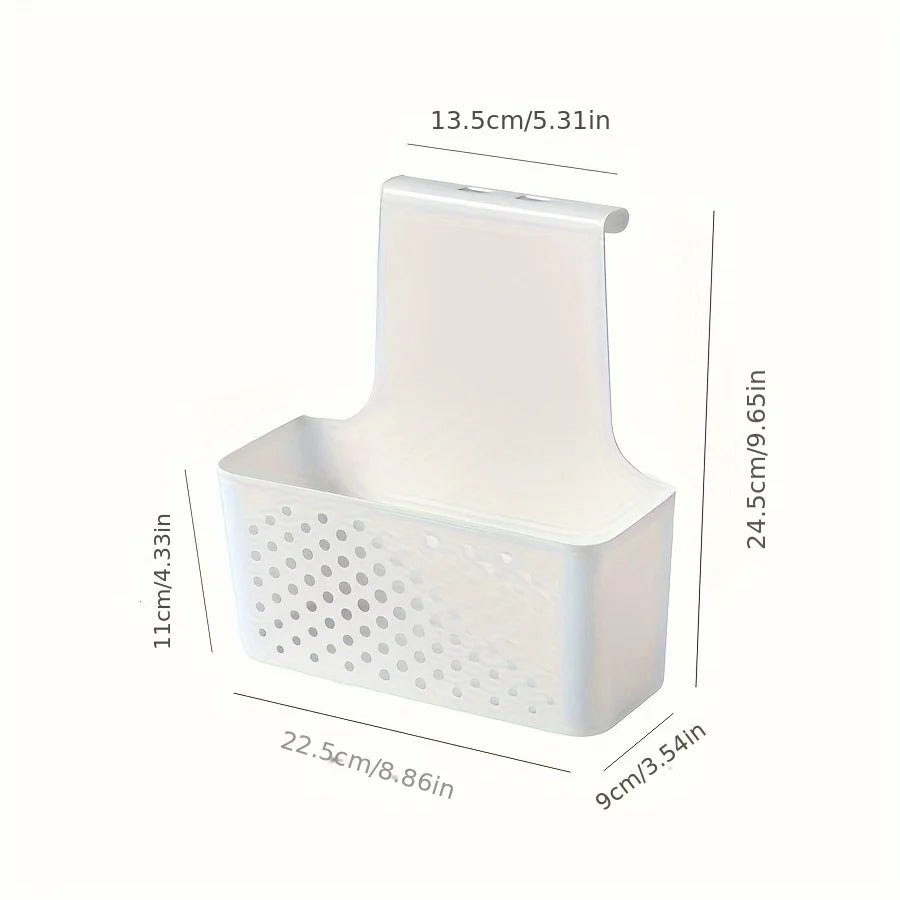 Over-Cabinet White Plastic Storage Basket Organizer for Kitchen & Bathroom Doors