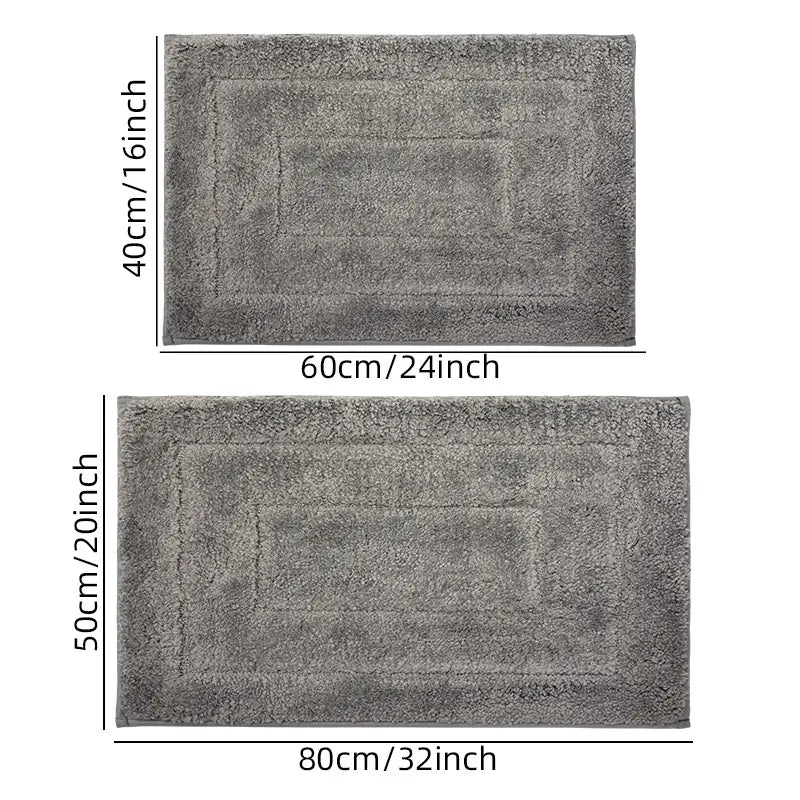 Absorbent Non-Slip Polyester Door Mat for Entryway, Bathroom, or Bedroom — Washable, Soft Pile, Solid Colors, Two Sizes