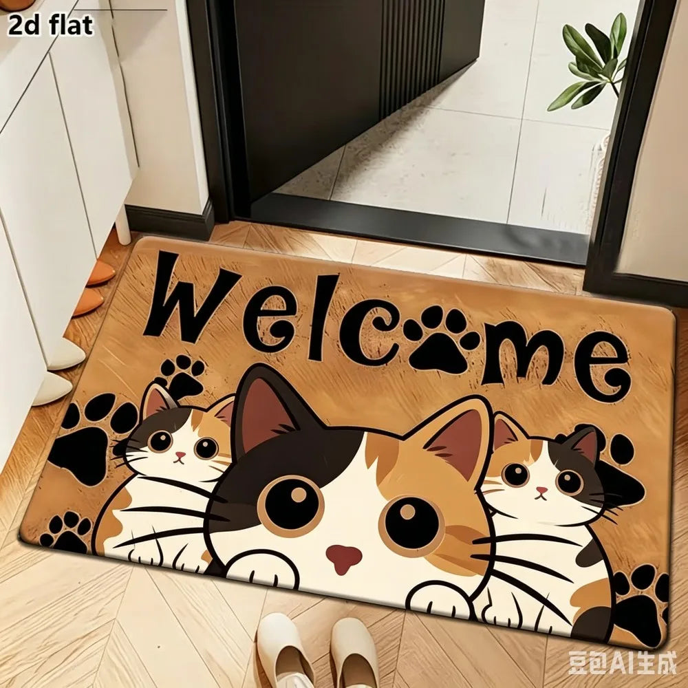 Whisker Friends Cat Welcome Doormat – Cozy Entryway Rug for Cat Lovers