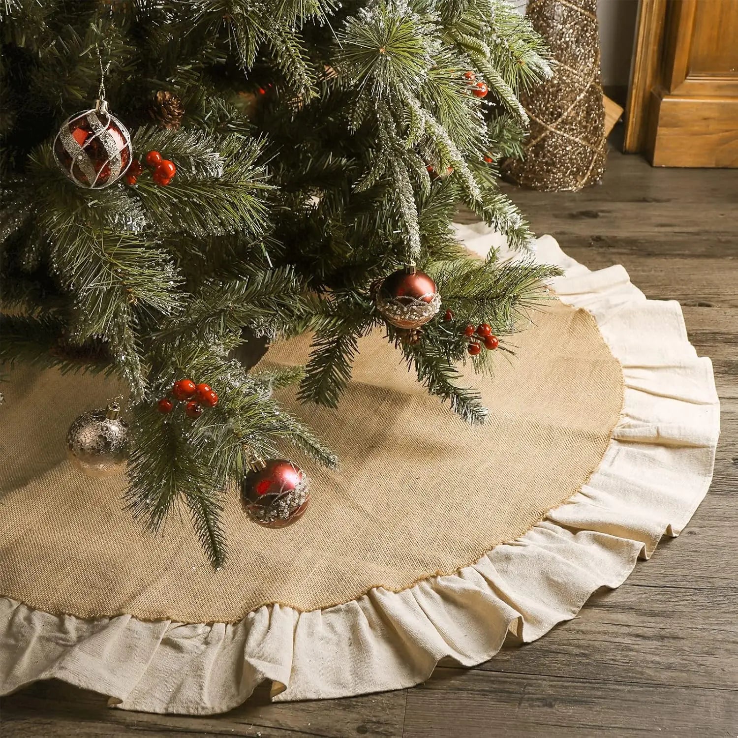Harbor Ruffle-Edge Burlap Christmas Tree Skirt
