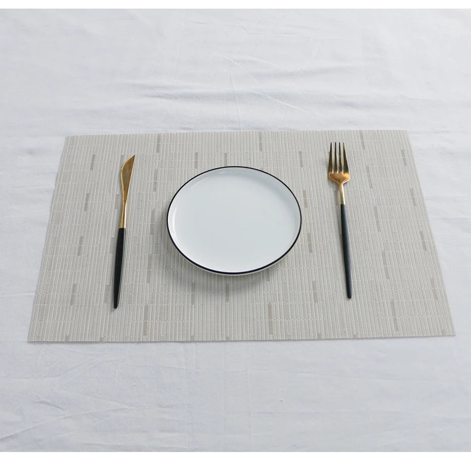 Bamboo-Pattern PVC Placemats – Washable Table Mats for Dining