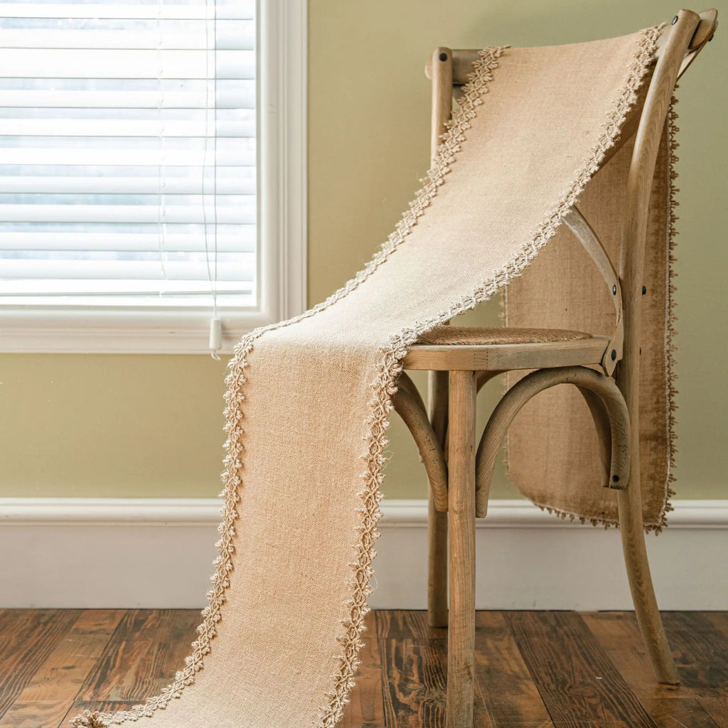 Willow Edge Farmhouse Jute Table Runner & Placemat Set for Rustic Dining
