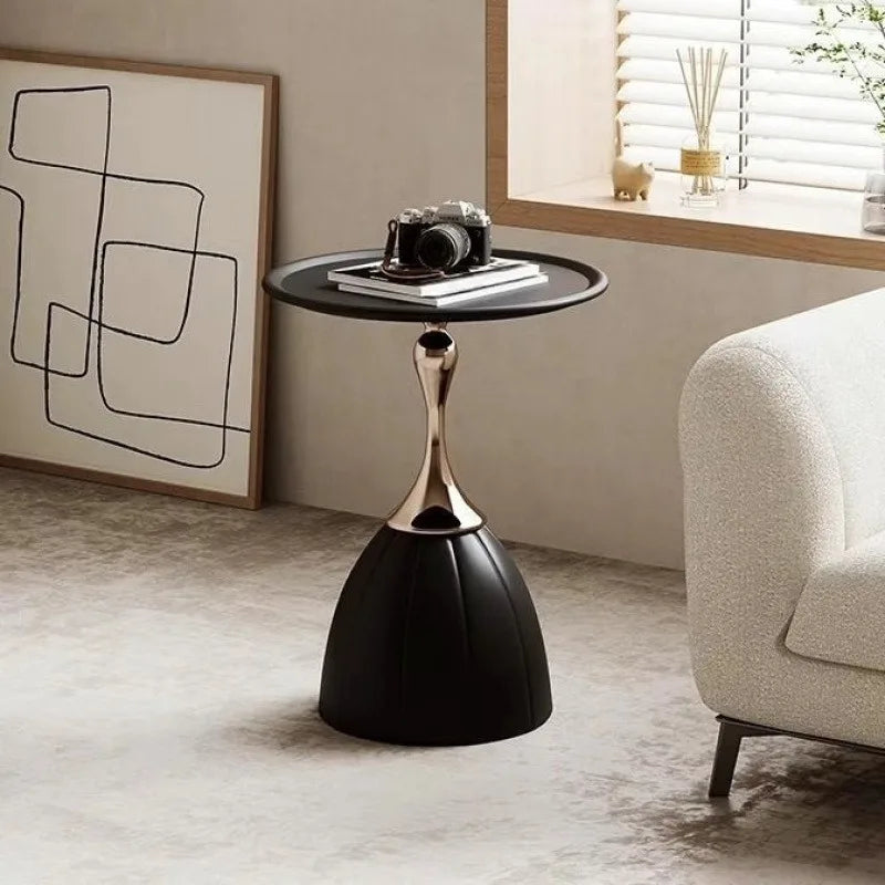 Modern Metal Round Side Table for Living Room, Bedroom, or Balcony