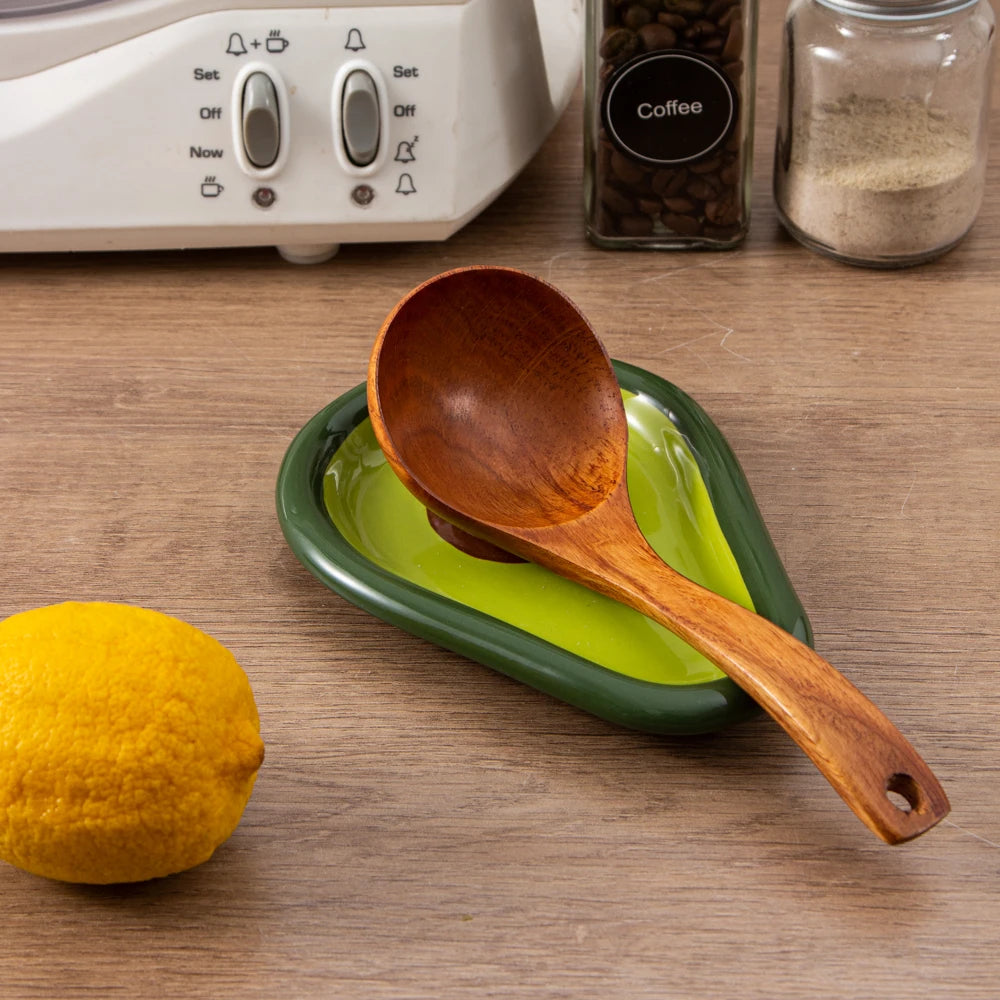 Avocado Ceramic Spoon Rest for Kitchen Countertops