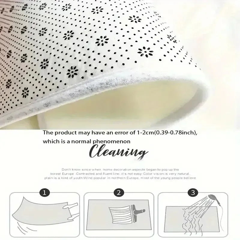 Close-up of non-slip backing and cleaning instructions for cat doormat