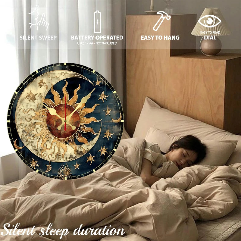 silent wooden wall clock by a bedroom setting for quiet sleep