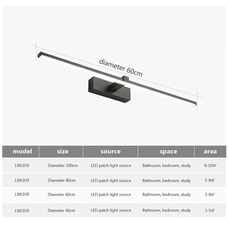Modern LED Vanity Wall Light for Bathroom or Bedroom Mirror