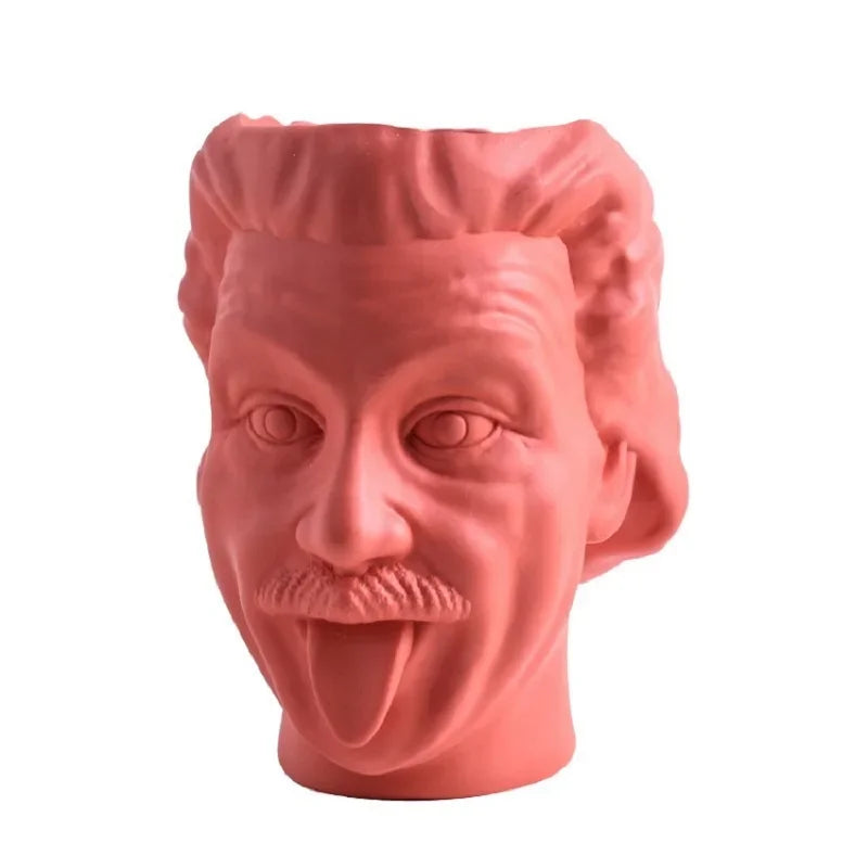 Arden Sculptural Head Vase in Bold Colors – Resin Desktop Flowerpot for Living Room or Office