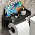 Aluminum Wall-Mounted Toilet Paper Holder with Storage Shelf for Bathroom Organization