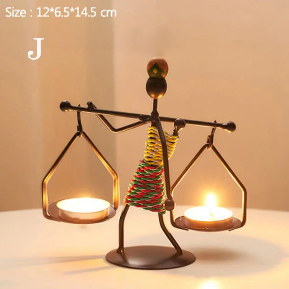 Nadira Abstract Character Metal Candle Holder for Living Room & Tabletop Decor