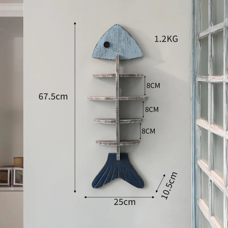 Nordic Fishbone Wooden Wall Shelf