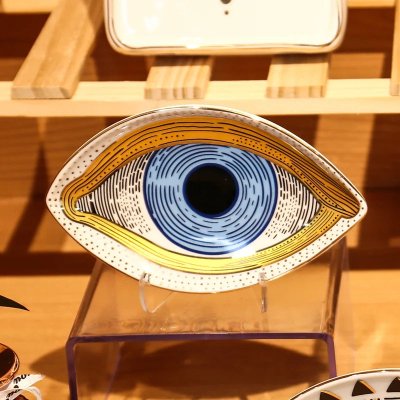 Savannah Eye Ceramic Jewelry Tray – Decorative Trinket Dish for Rings, Earrings & Vanity Organization