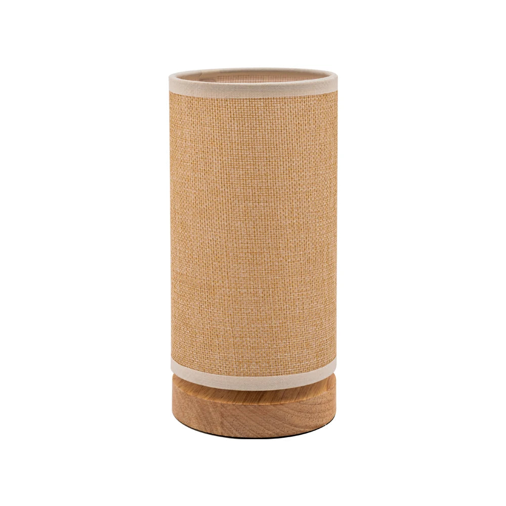 Evyn LED Table Lamp with Linen Shade and Wood Base