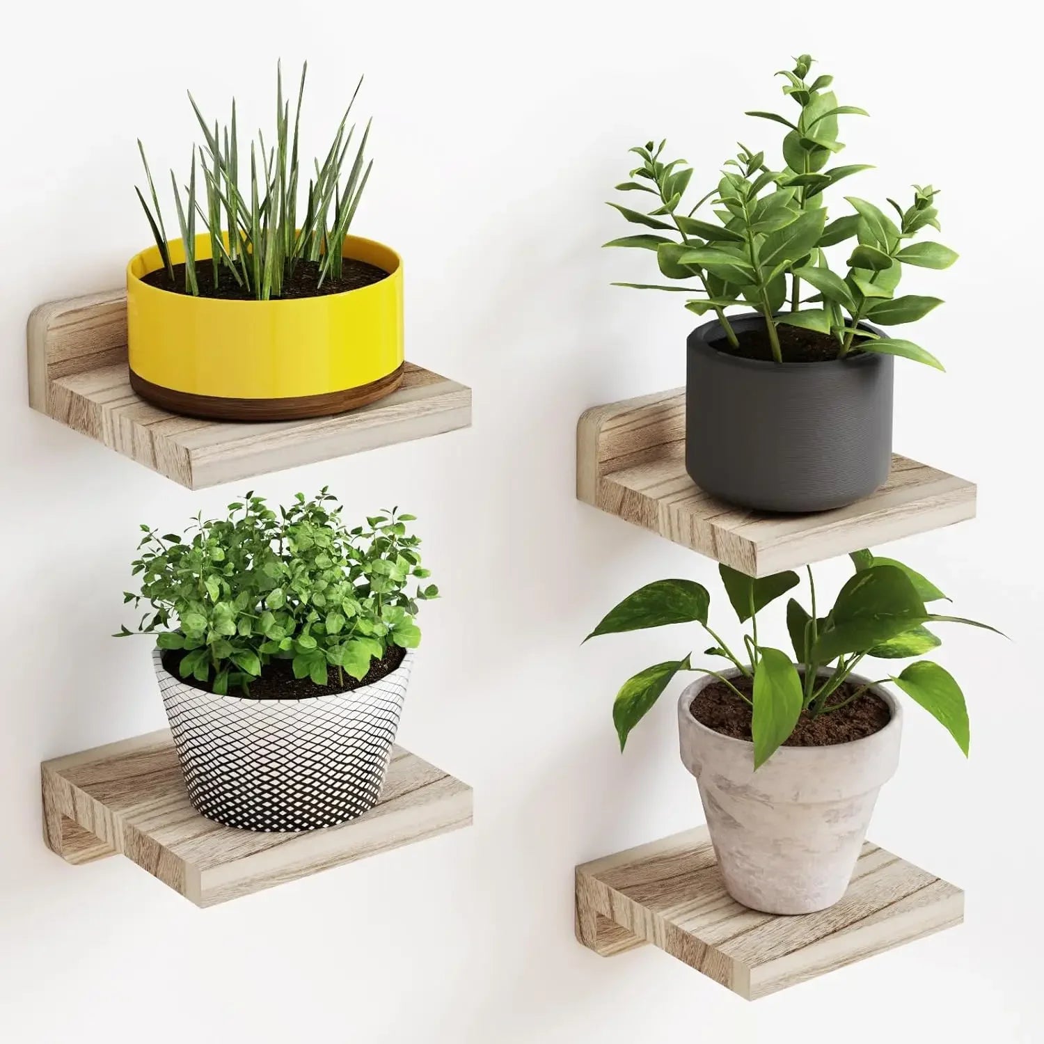 Set of 4 Mini Floating Wall Shelves – Small Display Ledges