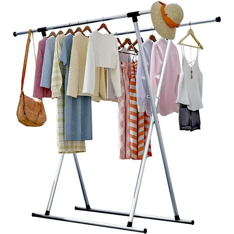 Adjustable Double Rail Clothes Drying Rack for Laundry Room or Bedroom