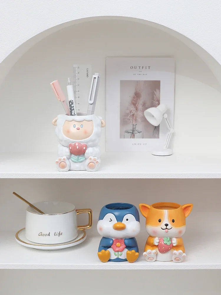 Finn Animal Resin Planter & Desk Organizer