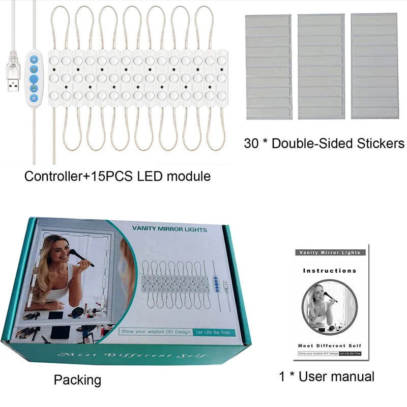 Dimmable LED Vanity Mirror Light Strip with Adjustable Color Temperature