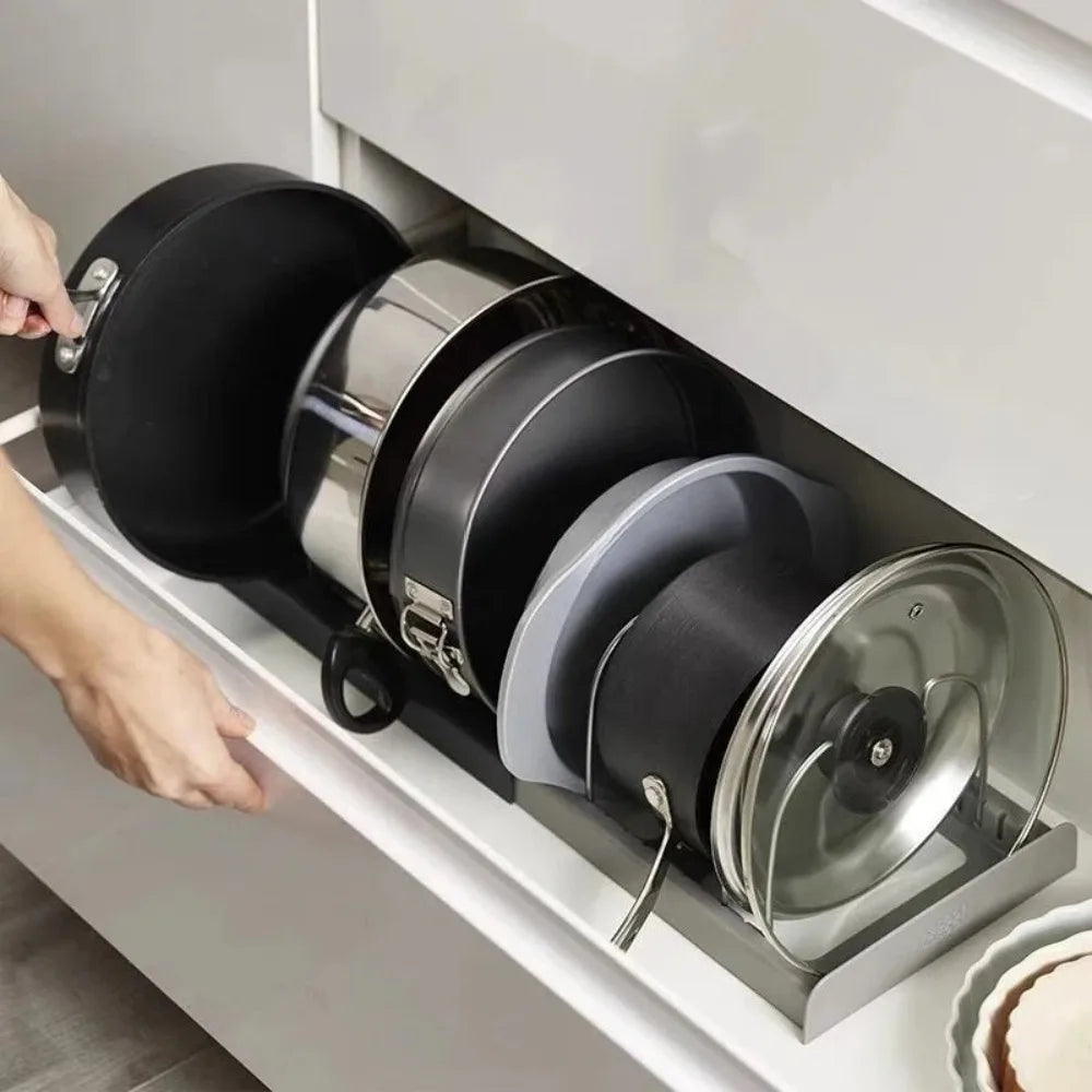 Expandable 7-Slot Pot and Pan Lid Organizer Rack for Cabinets