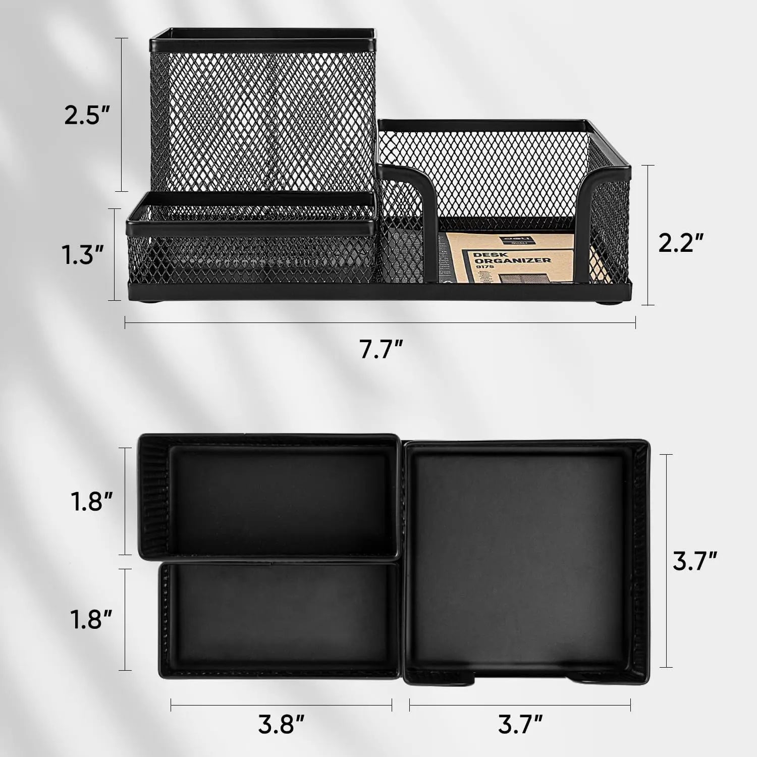 Mesh Desk Organizer with Pencil Holder, 3 Compartments, Black