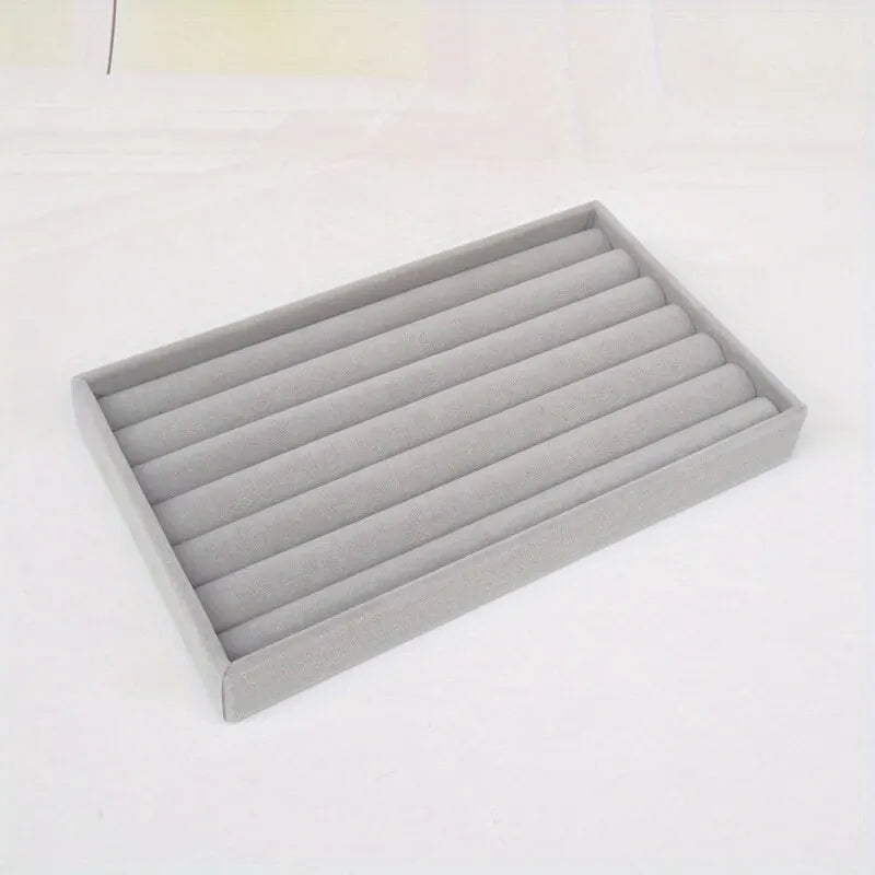 Soft Grey Velvet Jewelry Organizer Tray for Drawers or Dressers