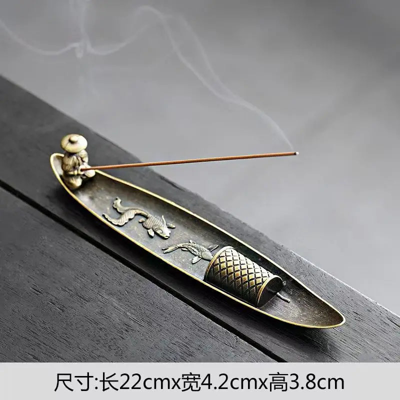 Metal Boat Incense Holder for 2mm Sticks – Decorative Living Room Accessory