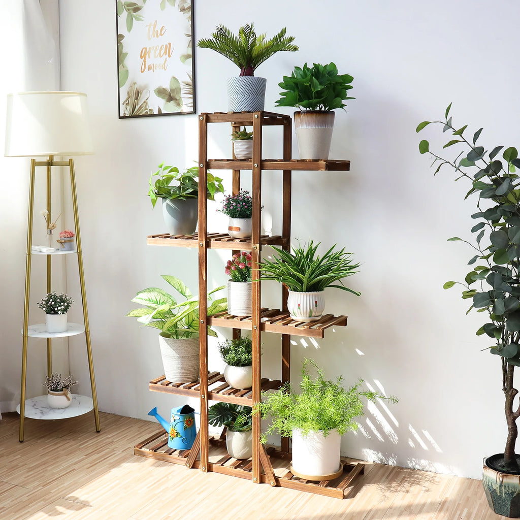 6-Tier Wooden Plant Stand for Corners, Living Rooms, or Patios