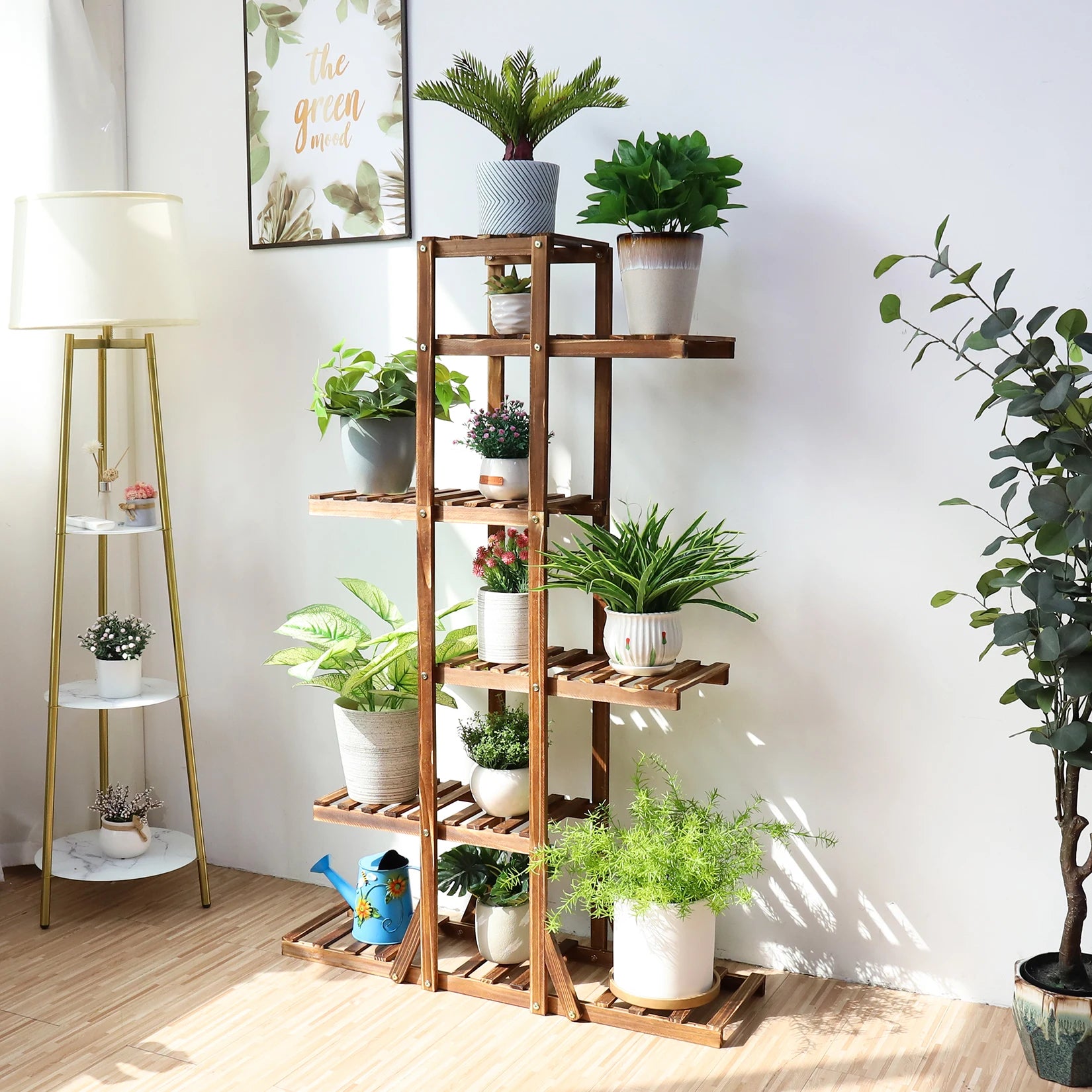 6-Tier Wooden Plant Stand for Corners, Living Rooms, or Patios