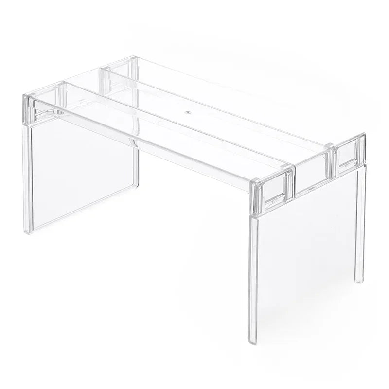 Clear Stackable Cabinet Shelf Divider for Kitchen & Fridge Organization, Plastic, Small or Large