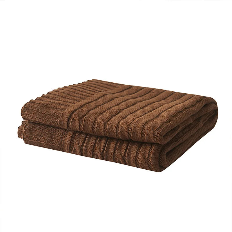 Cable Knit Cotton Throw Blanket – Cozy Decorative Bed & Sofa Blanket