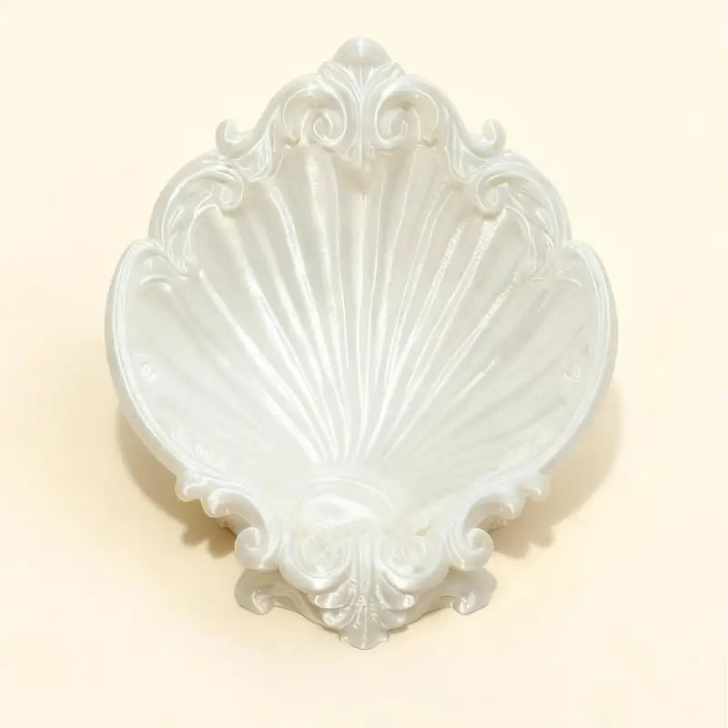 Adele Vintage Shell Shaped Jewelry Tray – White Vanity Organizer