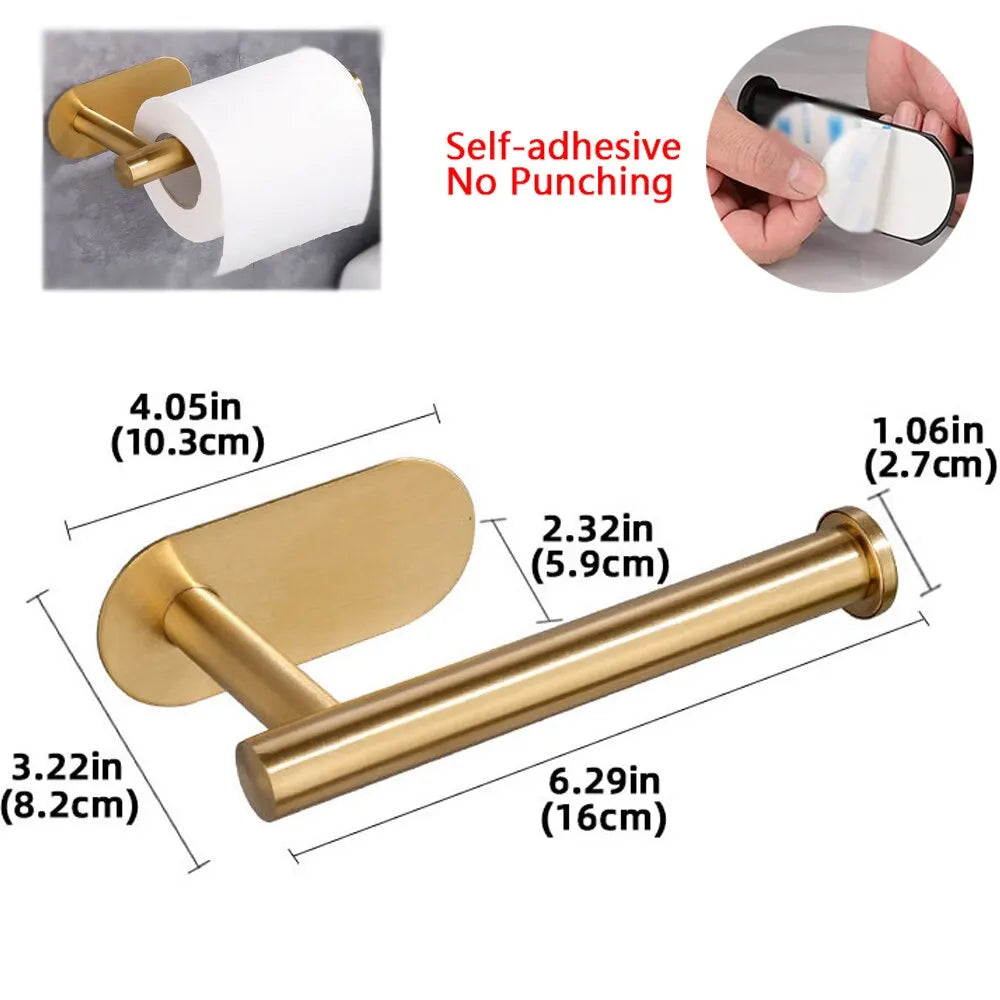 Adhesive Stainless Steel Toilet Paper or Paper Towel Holder for Bathrooms & Kitchens