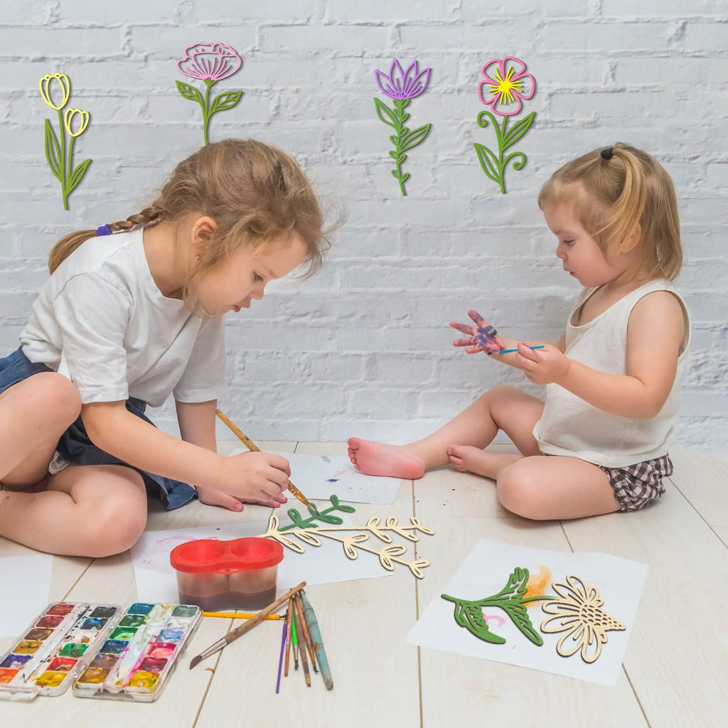 Wildflower Wooden Floral Cutouts – Set of 10 DIY Vase or Wall Decor