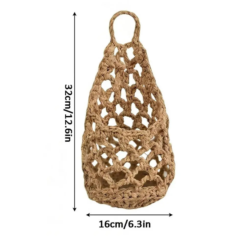 Boho Macrame Hanging Plant Basket – Cotton Rope Wall Planter