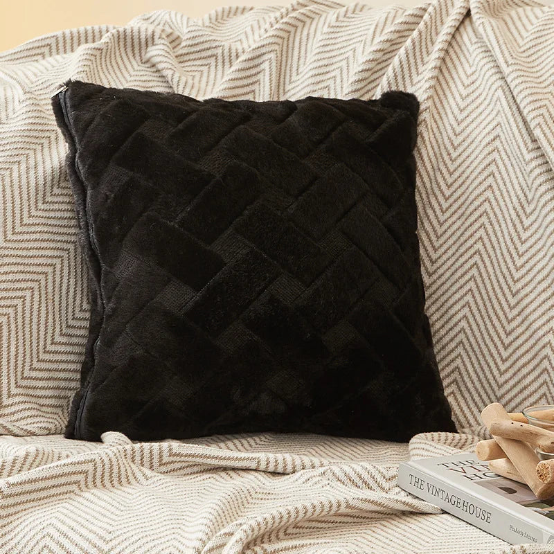 Plush Woven Throw Pillow Cover for Sofa or Bed, 45x45cm or 30x50cm