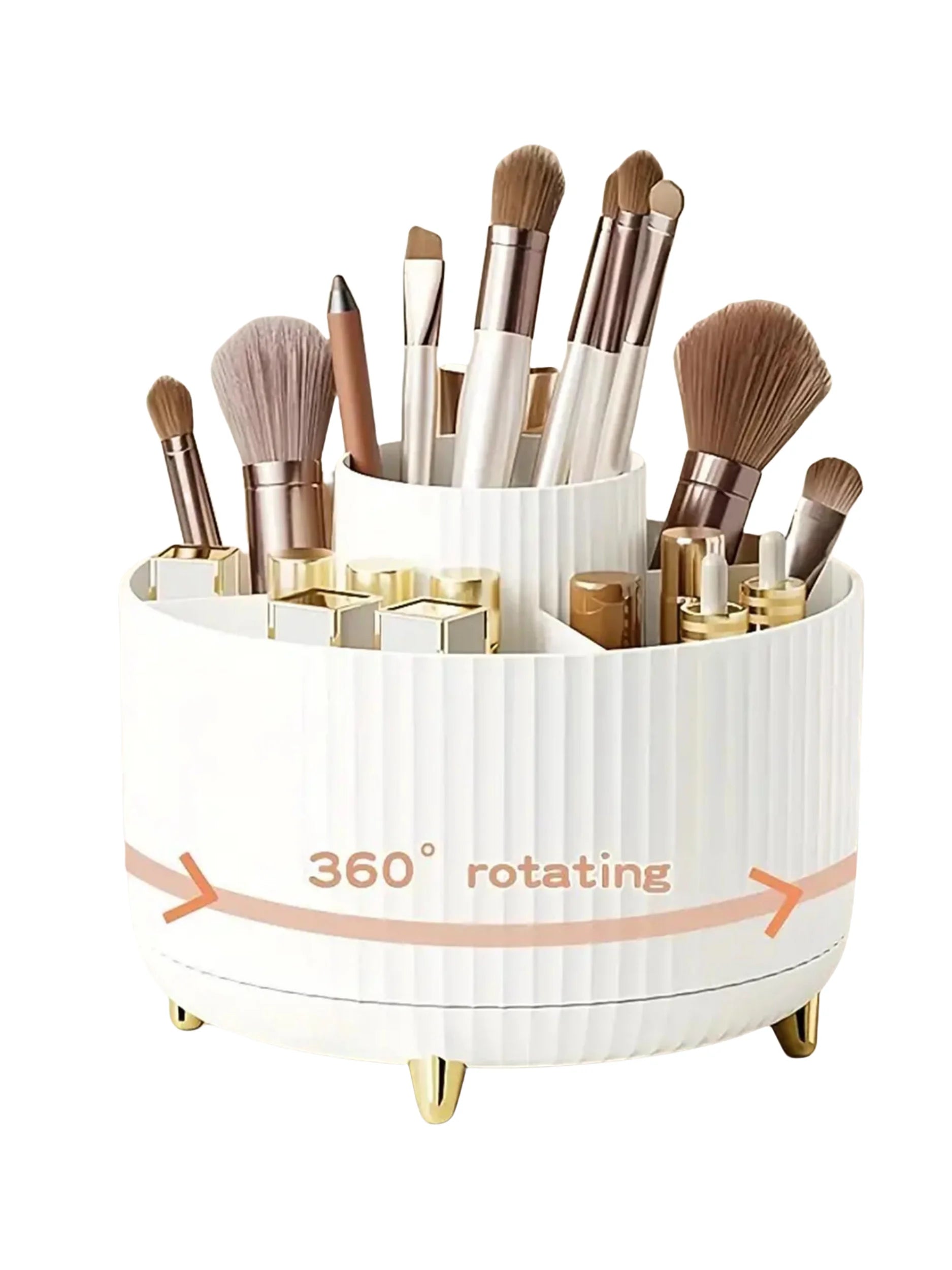 360° Rotating Makeup Organizer with 5 Compartments