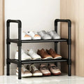 Black Multi-Tier Shoe Rack for Entryway or Closet Organization