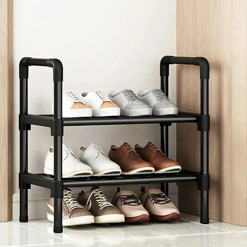 Black Multi-Tier Shoe Rack for Entryway or Closet Organization