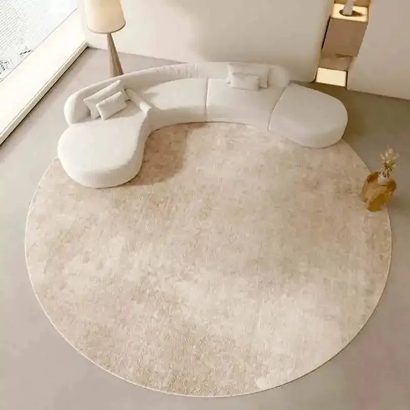Briar Round Abstract Neutral Flannel Rug for Living Room, Bedroom & Entryway (40cm–120cm)