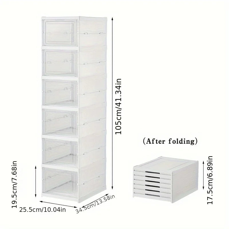 Stackable Shoe Organizer with Front-Opening Doors for Closet or Entryway